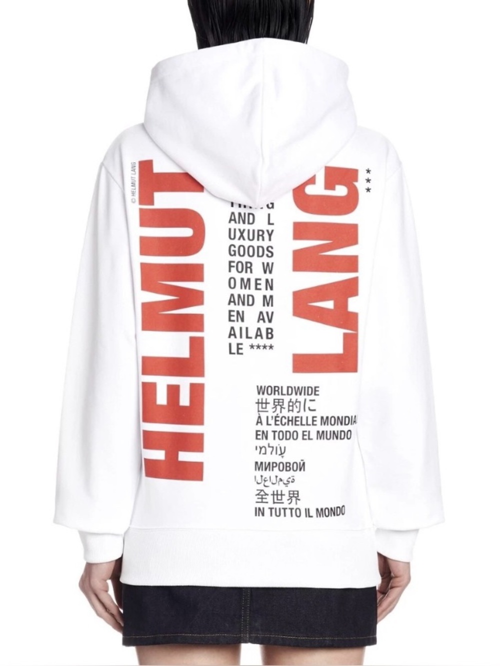NWT Helmut Lang White Worldwide Hoodie Size S